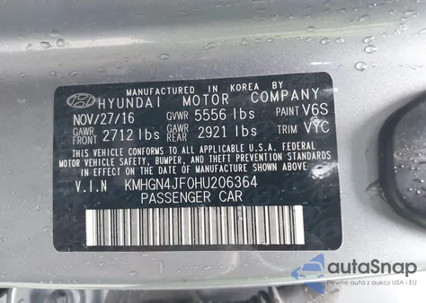 2017 Genesis G80 5.0 Ultimate from USA, damaged, VIN KMHGN4JF0HU206364